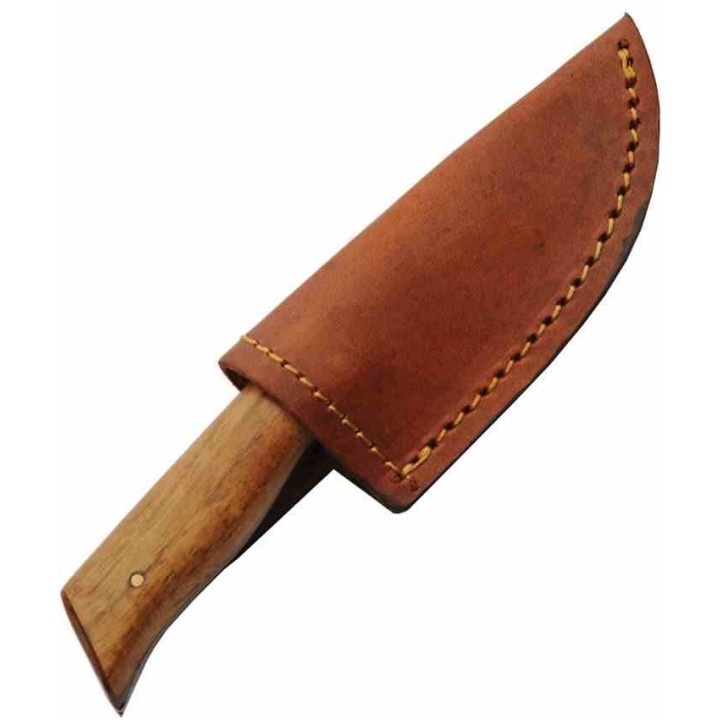 Couteau Skinner Pitchwood Wide Lame Drop Point Acier 1045 Manche Bois Etui Cuir PA4456 - Livraison Gratuite
