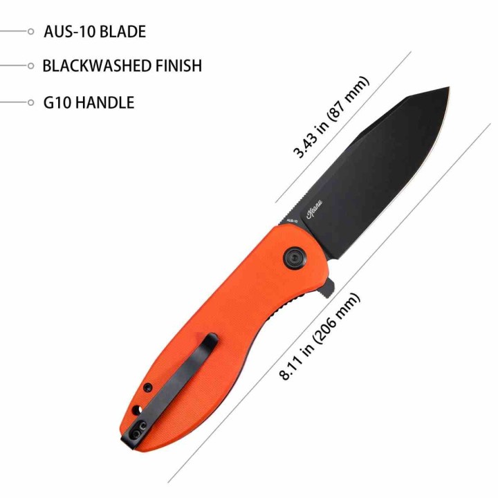 Couteau Kubey Master Chief Outdoor Orange Lame Acier AUS-10 Manche G10 IKBS Linerlock Clip KUB358E - Livraison Gratuite