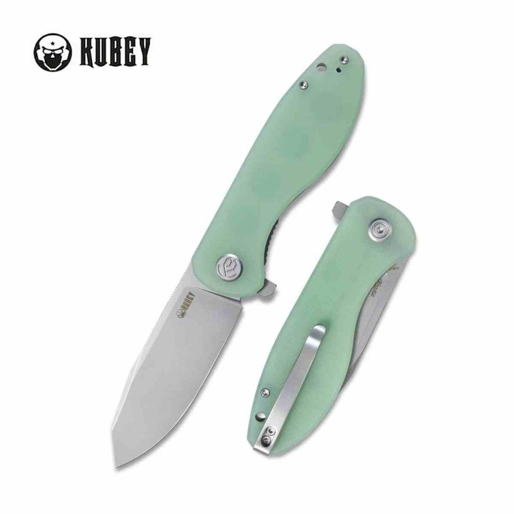 Couteau Kubey Master Chief Outdoor Jade Lame Acier AUS-10 Manche G10 IKBS Linerlock Clip KUB358C - Livraison Gratuite