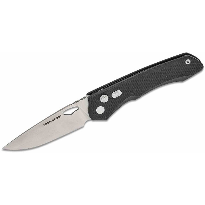 Couteau Real Steel Griffin Pro Black Lame Acier 14C28N Manche G10 Button Lock Clip IKBS RS7131BS - Livraison Gratuite