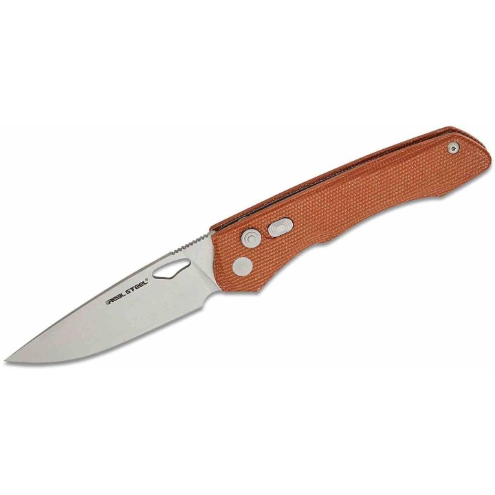 Couteau Real Steel Griffin Pro Natural Lame Acier 14C28N Manche Micarta Button Lock Clip IKBS RS7131NM - Livraison Gratuite