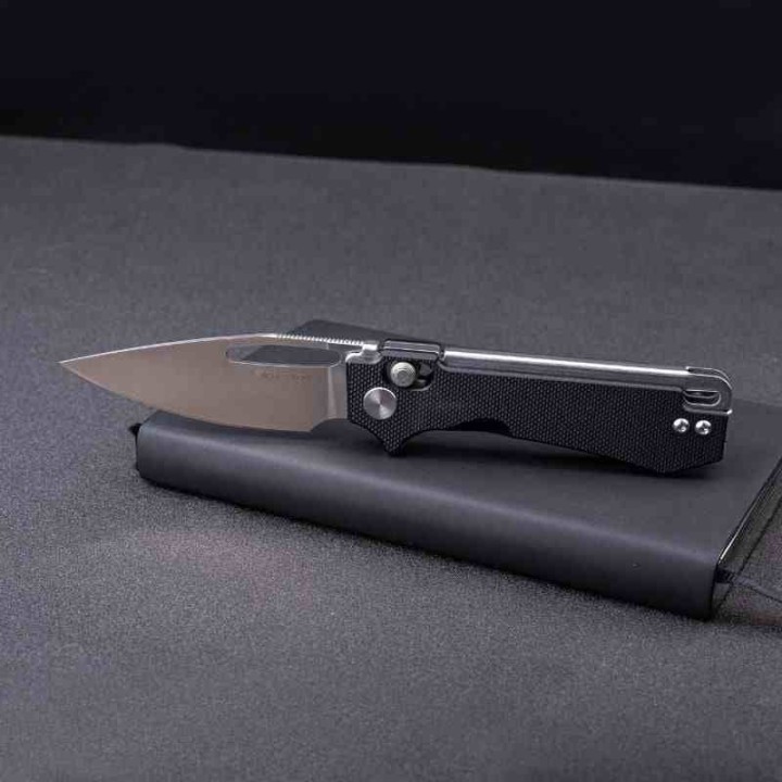 Couteau Real Steel Vis Black Lame Acier 12C27N Manche G10 Crossbar Lock IKBS RS8051BS - Livraison Gratuite