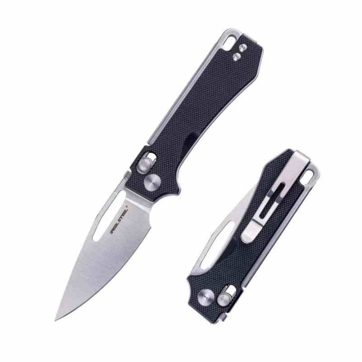 Couteau Real Steel Vis Black Lame Acier 12C27N Manche G10 Crossbar Lock IKBS RS8051BS - Livraison Gratuite