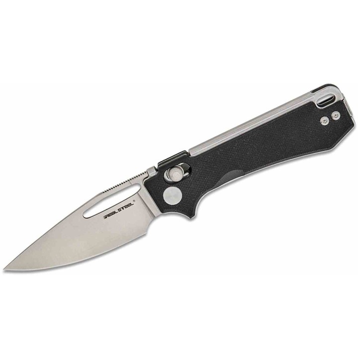 Couteau Real Steel Vis Black Lame Acier 12C27N Manche G10 Crossbar Lock IKBS RS8051BS - Livraison Gratuite