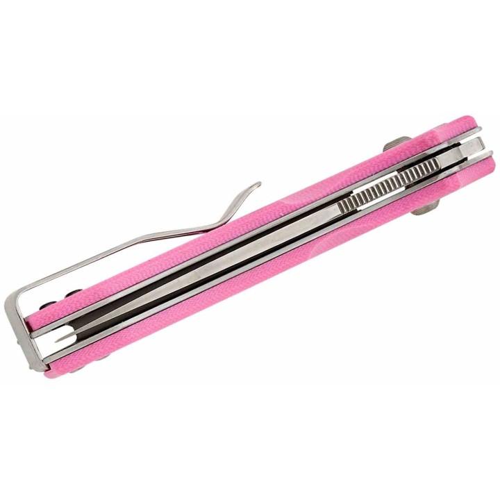 Couteau Real Steel Vis Pink Lame Acier 12C27N Manche G10 Crossbar Lock IKBS RS8051PS - Livraison Gratuite