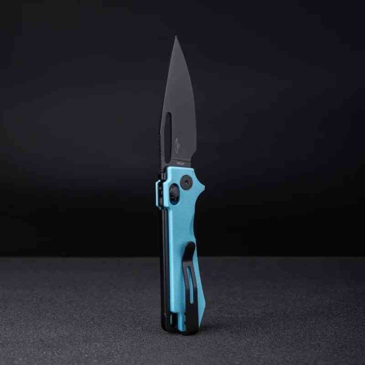 Couteau Real Steel Vis Blue Lame Acier 12C27N Manche G10 Crossbar Lock IKBS RS8051BB - Livraison Gratuite