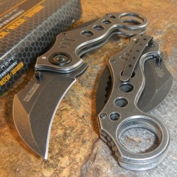 Couteau Karambit Tac Force Black Stonewash A/O Acier 440 Manche Acier Stonewash TF578SW - Livraison Gratuite