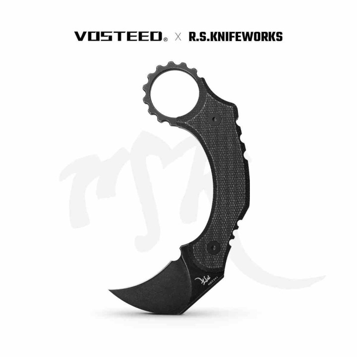 Couteau Vosteed Dirty Girl Black Karambit Lame Acier 14C28N Manche Micarta Etui Kydex VOSD0202 - Livraison Gratuite
