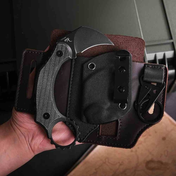 Couteau Vosteed Dirty Girl Black Karambit Lame Acier 14C28N Manche Micarta Etui Kydex VOSD0202 - Livraison Gratuite