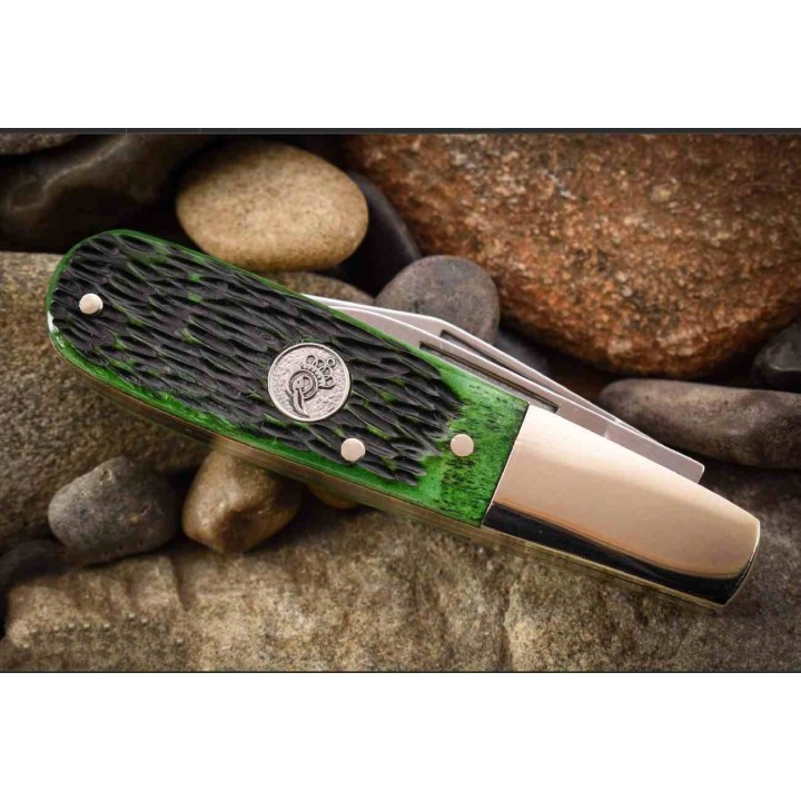 Couteau Queen Barlow 2 Lames Acier Inox Manche Os Vert Slipjoint USA QGPSB281 - Livraison Gratuite
