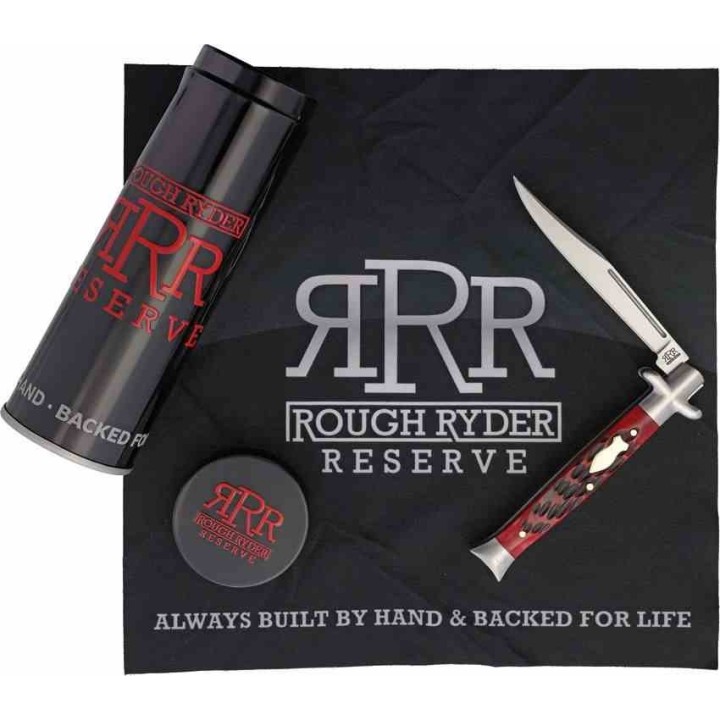Couteau Rough Ryder Reserve Bowtie Fishtail Clip Point Lame Acier D2 Manche Os Rouge RRR052 - Livraison Gratuite