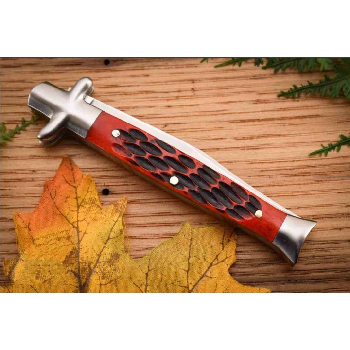 Couteau Rough Ryder Reserve Bowtie Fishtail Clip Point Lame Acier D2 Manche Os Rouge RRR052 - Livraison Gratuite