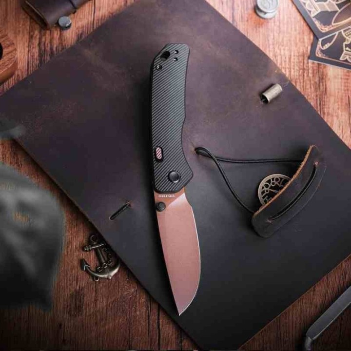 Couteau Vosteed Marten Black Lame Acier 154CM Manche Aluminium IKBS Clip Top-Liner VOSA1605 - Livraison Gratuite