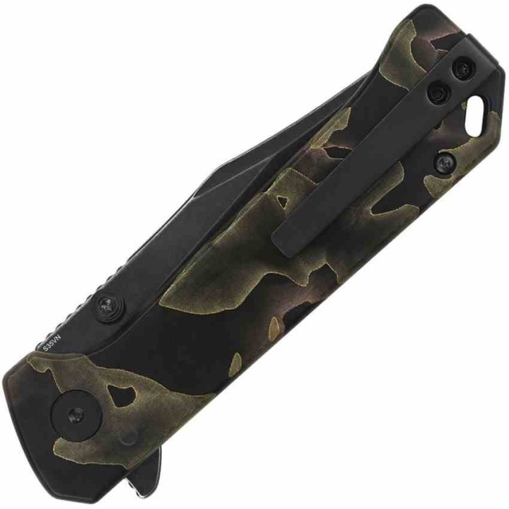 Couteau Pliant QSP Grebe Raffir Lame Acier S35VN Blk Button Lock IKBS Clip Titane QS147F2 - Livraison Gratuite