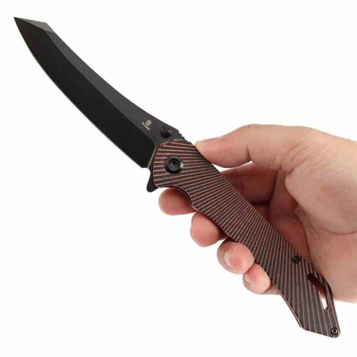 Couteau Tenable Colibri Tech Black & Red Manche G10 Lame Acier Nitro V Linerlock Clip T1060A1 - Livraison Gratuite