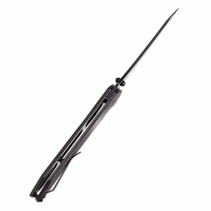 Couteau Tenable Colibri Tech Black & Purple Manche G10 Lame Acier Nitro V Linerlock Clip T1060A3 - Livraison Gratuite