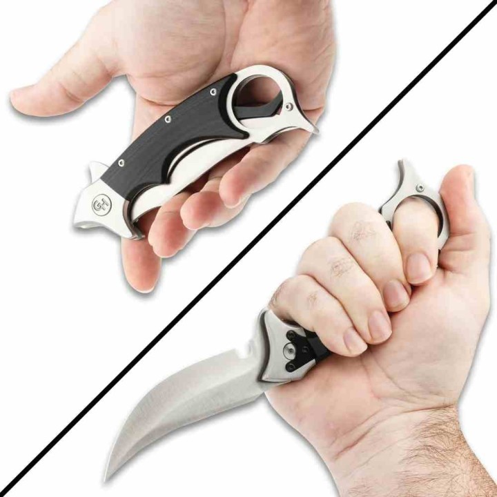 Couteau  Gil Hibben Recurve Karambit Lame Acier 7Cr17 Manche G10 IKBS Liner Lock Clip GH5136 - Livraison Gratuite