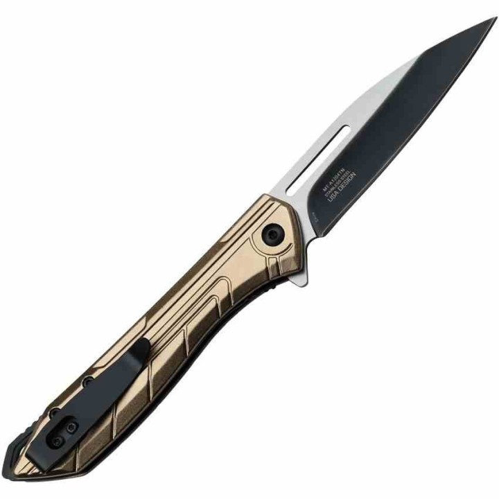 Couteau MTECH USA Linerlock A/O Tan Lame Acier Inox Manche Aluminium Linerlock Clip MTA1204TN - Livraison Gratuite