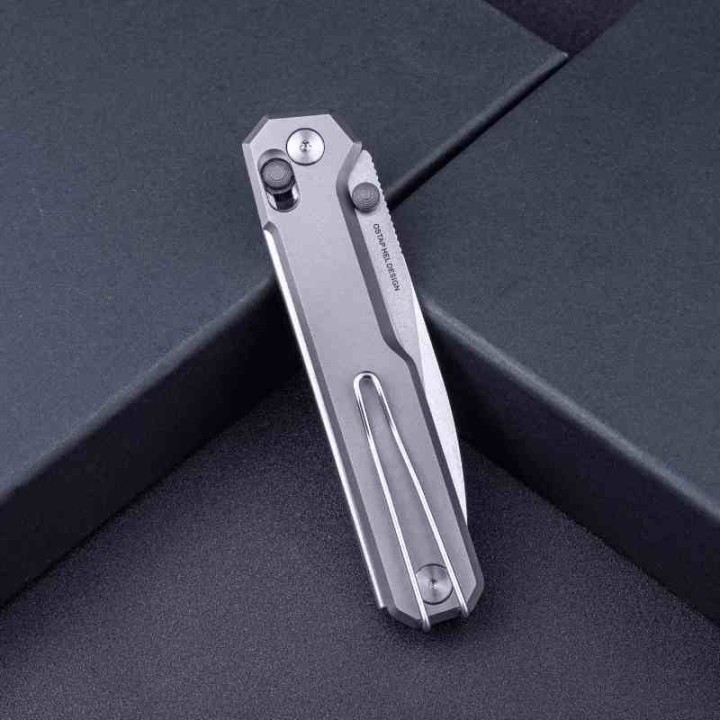 Couteau Real Steel Perix Titane Lame Acier Nitro-V Crossbar Lock Clip RS7121TS - Livraison Gratuite