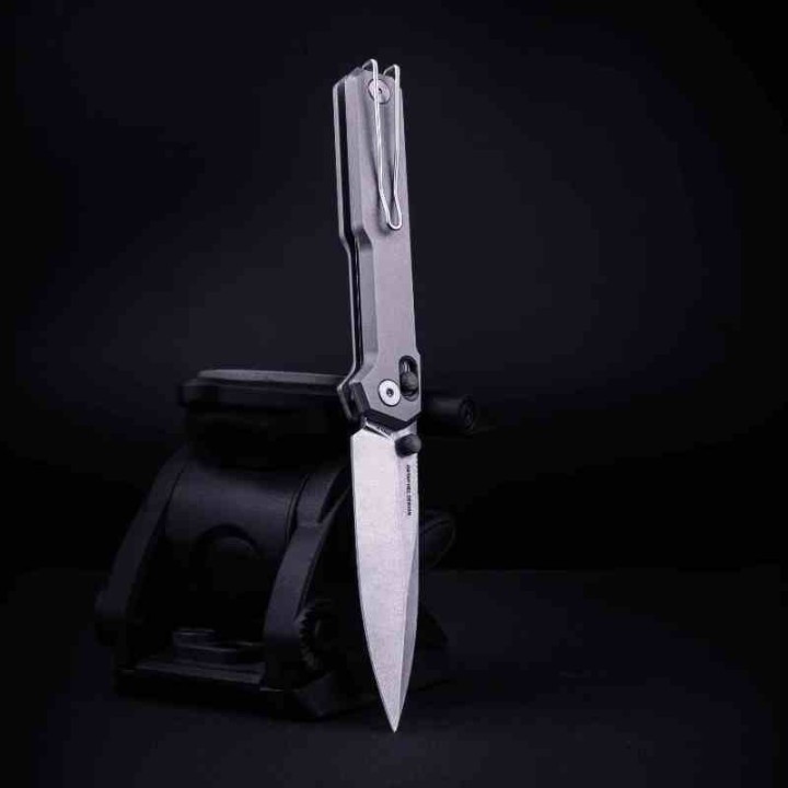 Couteau Real Steel Perix Titane Lame Acier Nitro-V Crossbar Lock Clip RS7121TS - Livraison Gratuite