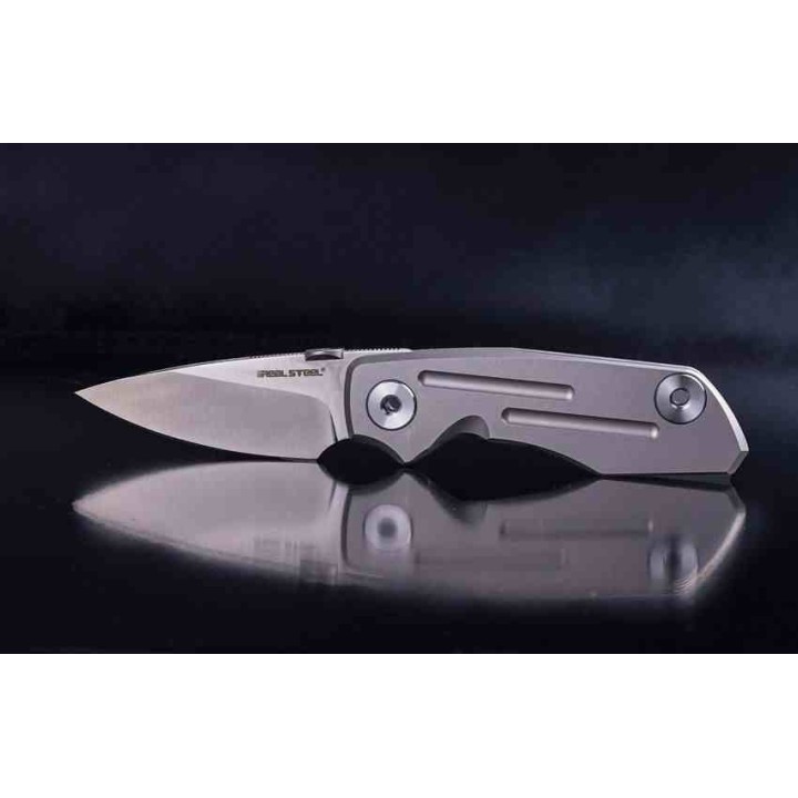 Couteau Real Steel Delta 2600 Titane Lame Acier S35VN Manche Titane Frame Lock Clip RS7101 - Livraison Gratuite