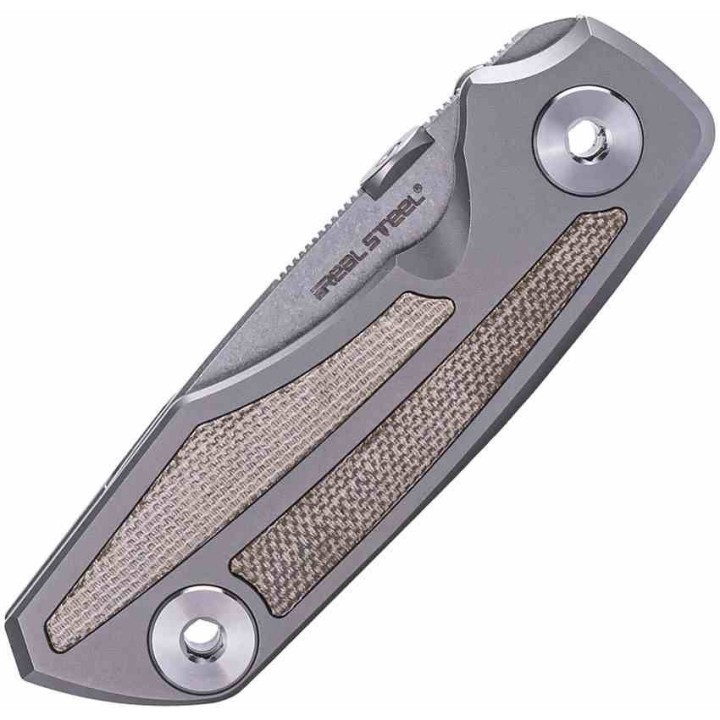 Couteau Real Steel Delta 2600 Titane/Micarta Lame Acier S35VN Manche Titane Frame Lock Clip RS7101G - Livraison Gratuite
