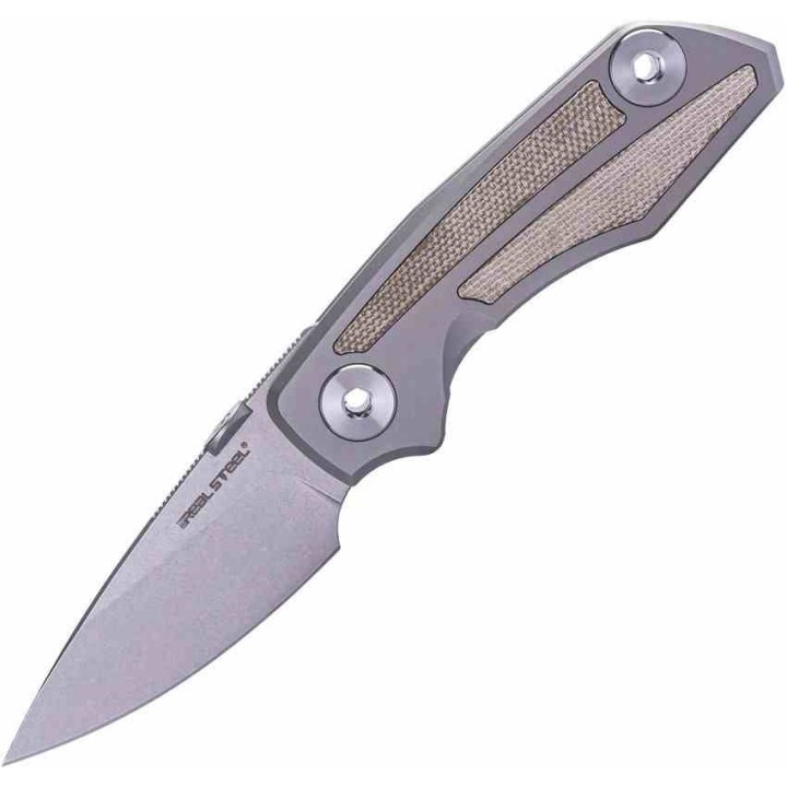 Couteau Real Steel Delta 2600 Titane/Micarta Lame Acier S35VN Manche Titane Frame Lock Clip RS7101G - Livraison Gratuite