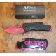 Couteau Mtech Framelock Pink A/O Lame Acier 440 Manche FRN MTA882PK - Livraison Gratuite