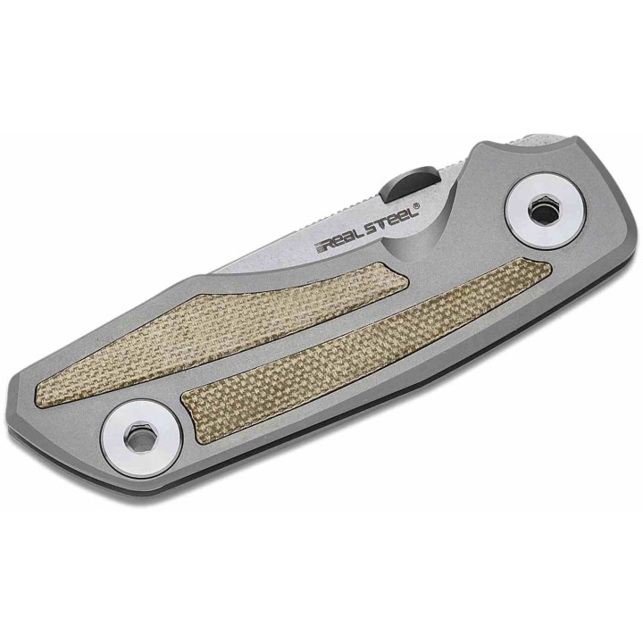 Couteau Real Steel Delta 2600 Titane/Micarta Lame Acier S35VN Manche Titane Frame Lock Clip RS7101G - Livraison Gratuite