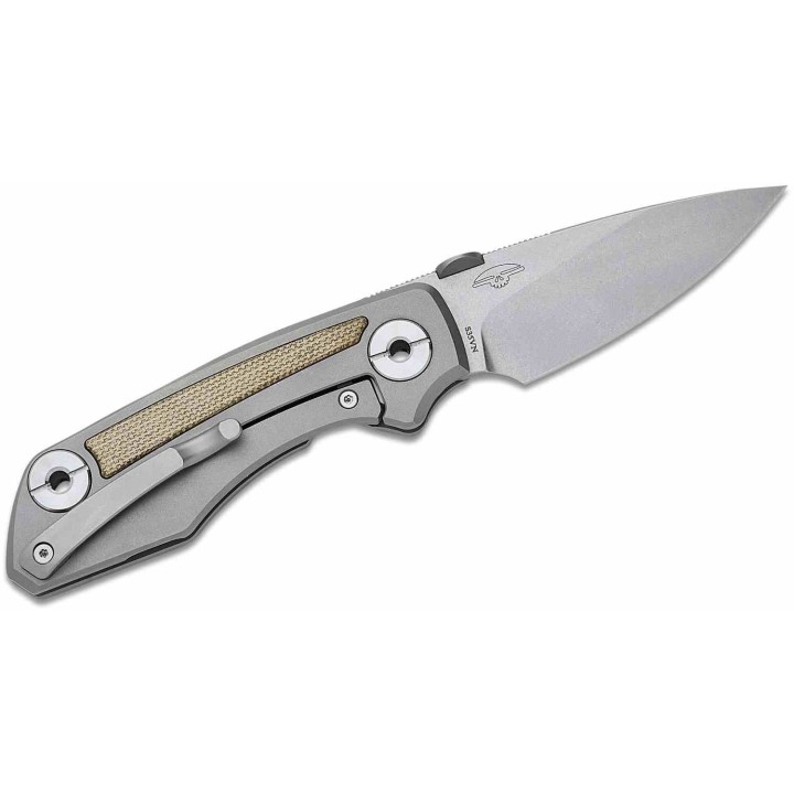 Couteau Real Steel Delta 2600 Titane/Micarta Lame Acier S35VN Manche Titane Frame Lock Clip RS7101G - Livraison Gratuite