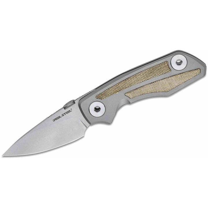 Couteau Real Steel Delta 2600 Titane/Micarta Lame Acier S35VN Manche Titane Frame Lock Clip RS7101G - Livraison Gratuite