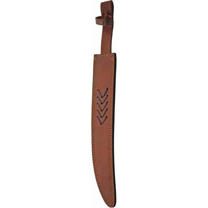Épée Style Sabre Lame Acier Damas 256 Couches Manche Bois Gravé Etui Cuir DM5043 - Livraison Gratuite