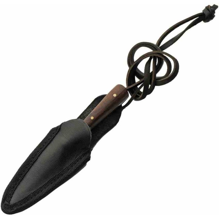 Couteau Skinner Damas Lame Dague 256 Couches Manche Bois/Os Cerfé Étui Nylon/Cuir DM1408 - Livraison Gratuite