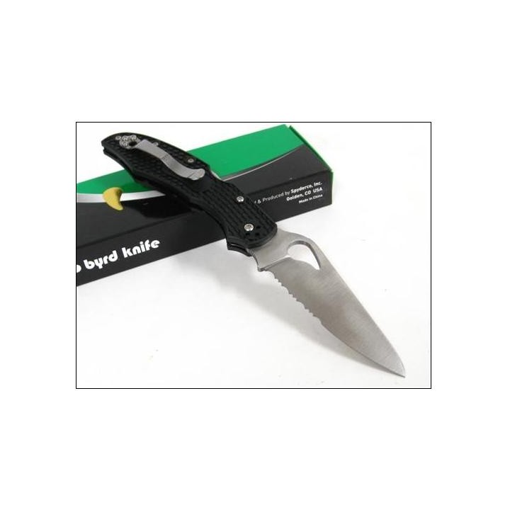 COUTEAU SPYDERCO BYRD CARA CARA 2 SERRATED Knife BY03PSBK2 Acier 8Cr13MoV