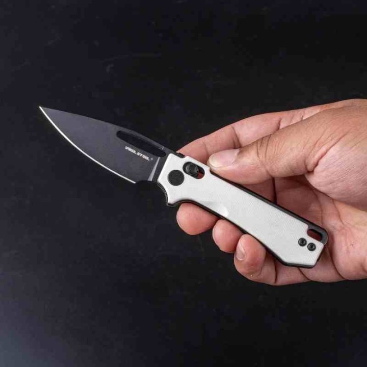 Couteau Real Steel Vis White Lame Acier 12C27N Manche G10 Crossbar Lock IKBS RS8051WB - Livraison Gratuite