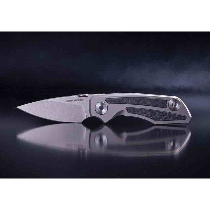 Couteau Real Steel Delta 2600 Manche Titane/FCarbone Lame Acier CPM S35VN Frame Lock RS7101CF - Livraison Gratuite