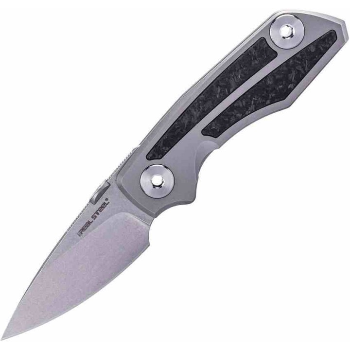 Couteau Real Steel Delta 2600 Manche Titane/FCarbone Lame Acier CPM S35VN Frame Lock RS7101CF - Livraison Gratuite