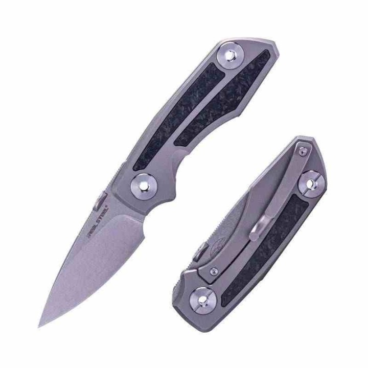 Couteau Real Steel Delta 2600 Manche Titane/FCarbone Lame Acier CPM S35VN Frame Lock RS7101CF - Livraison Gratuite