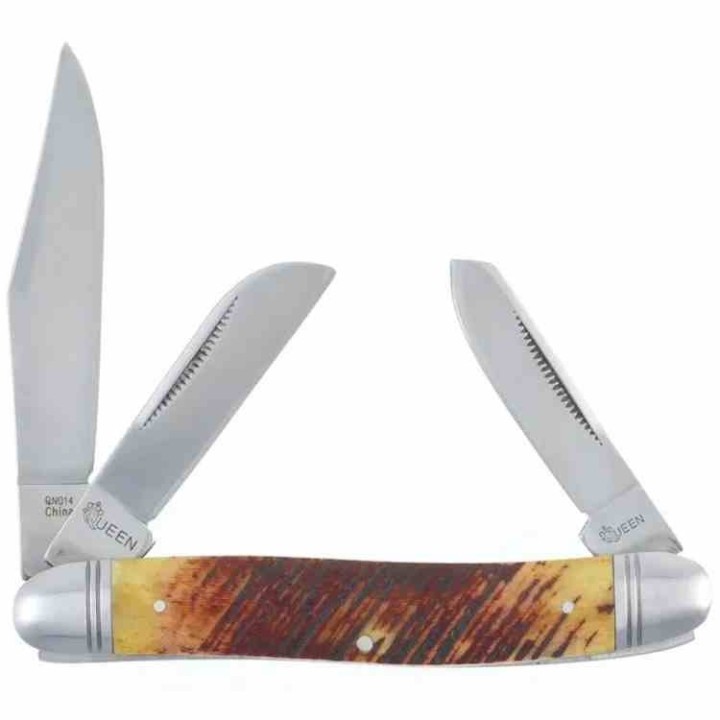 Couteau Queen Cutlery Stockman 3 Lames Acier Inox Manche Os QN014 Slip joint - Livraison Gratuite