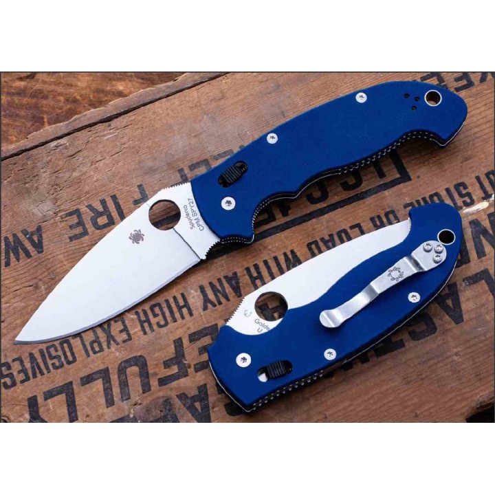 Couteau Spyderco Manix 2 XL Lame Acier CPM SPY27 Manche G10 Bleu Ball Bearing USA SC95GPCBL2 - Livraison Gratuite