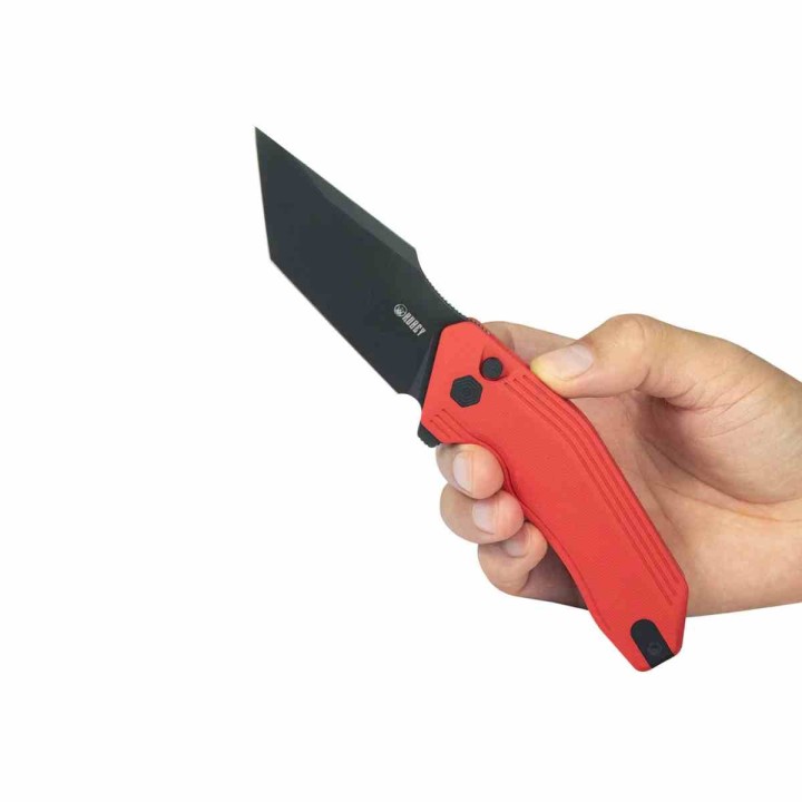 Couteau Kubey Yokai Red Lame Tanto Acier 14C28N Manche G10 IKBS LinerLock Clip KUB392E - Livraison Gratuite