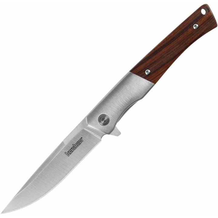 Couteau Kershaw Enhance A/O Lame Acier Inox Manche Bois Liner Lock Clip KS1419 - Livraison Gratuite