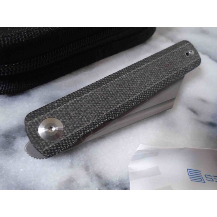 Couteau Sencut Bronte Front Black Manche Micarta Lame Acier 9Cr18MoV Manche IKBS Linerlock Clip SA08A - Livraison Gratuite
