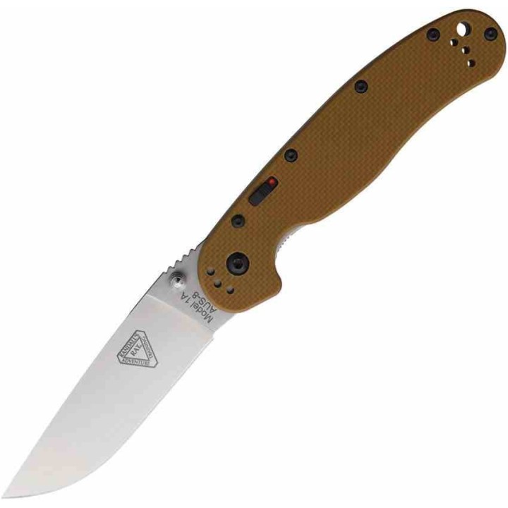 Couteau Ontario RAT Model 1-A A/O Lame Acier AUS-8 Manche G10 Tan Liner Lock Clip ON8870TN - Livraison Gratuite