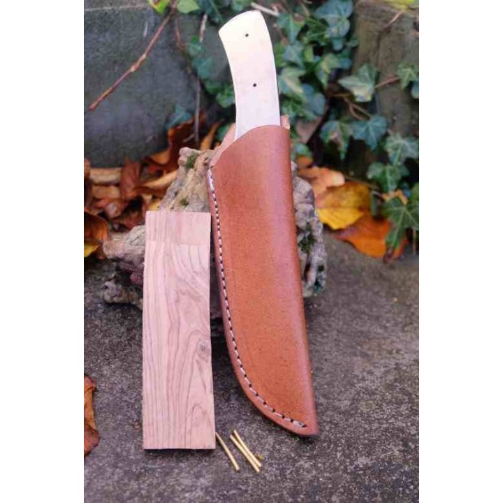 Lame Tanto Damas 256 Couches Lame A Customiser Le Manche Plaquettes Bois + Etui Cuir Artisanat - Livraison Gratuite