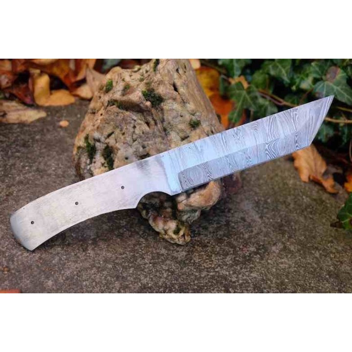 Lame Tanto Damas 256 Couches Lame A Customiser Le Manche Plaquettes Bois + Etui Cuir Artisanat - Livraison Gratuite
