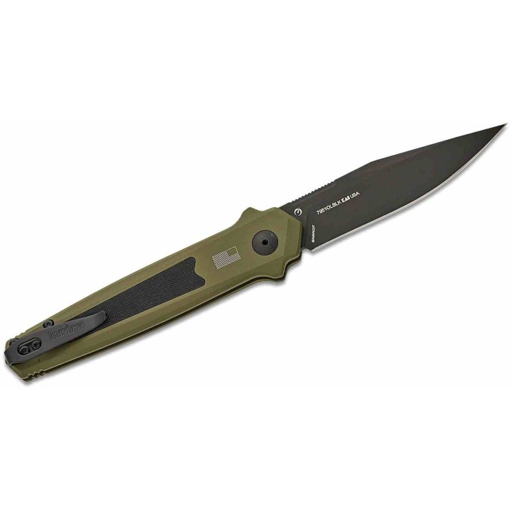 Couteau Pliant Auto Kershaw Launch 17 OLive Lame Acier CPM-MagnaCut Manche Alu Button Lock USA KS7951OLBLK - Livraison Gratuite