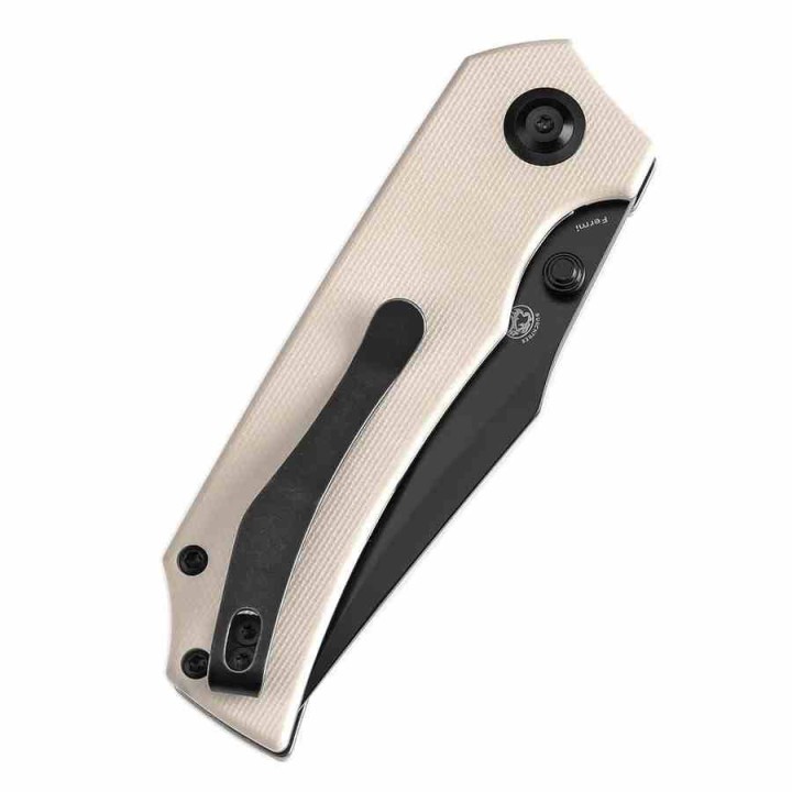 Couteau Tenable Fermi Ivory Lame Acier 14C28N BLK Manche G10 Liner Lock Clip T1122A1 - Livraison Gratuite