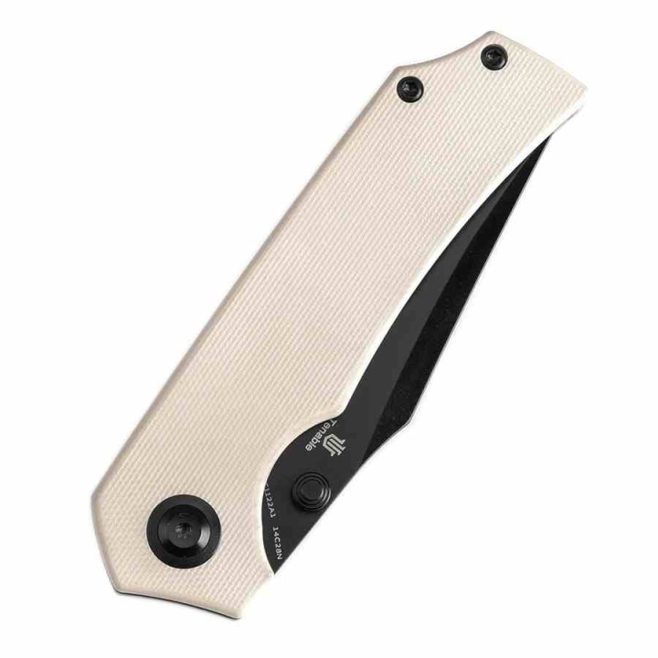 Couteau Tenable Fermi Ivory Lame Acier 14C28N BLK Manche G10 Liner Lock Clip T1122A1 - Livraison Gratuite