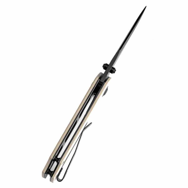 Couteau Tenable Fermi Ivory Lame Acier 14C28N BLK Manche G10 Liner Lock Clip T1122A1 - Livraison Gratuite